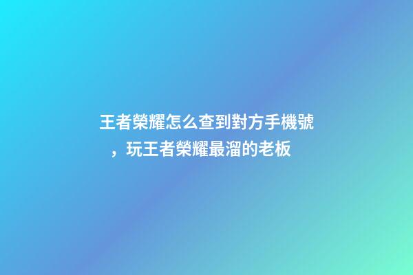 王者榮耀怎么查到對方手機號，玩王者榮耀最溜的老板